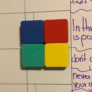 Pack of 4 magnetic dry erasers primary/assorted colors (red, blue, yellow green)